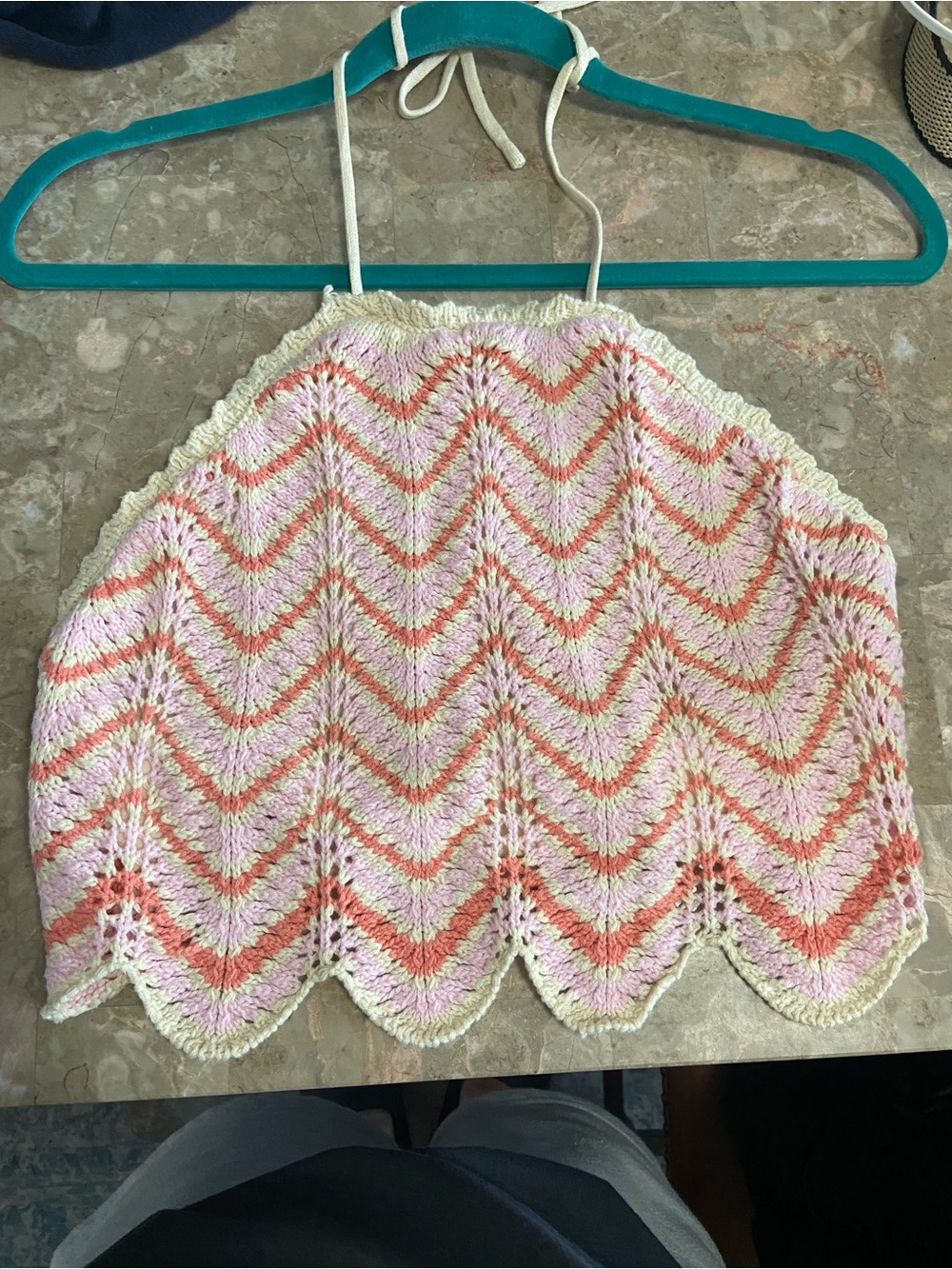 Freshman Hand-Crocheted top in Pink & Coral